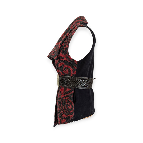 Dolan Left Coast Red & Gray Sherpa Knit Patterned Vest ~ Anthropologie - Picture 3 of 8